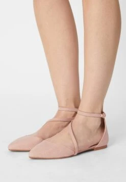 Ankle Strap Ballet Pumps - Light Pink