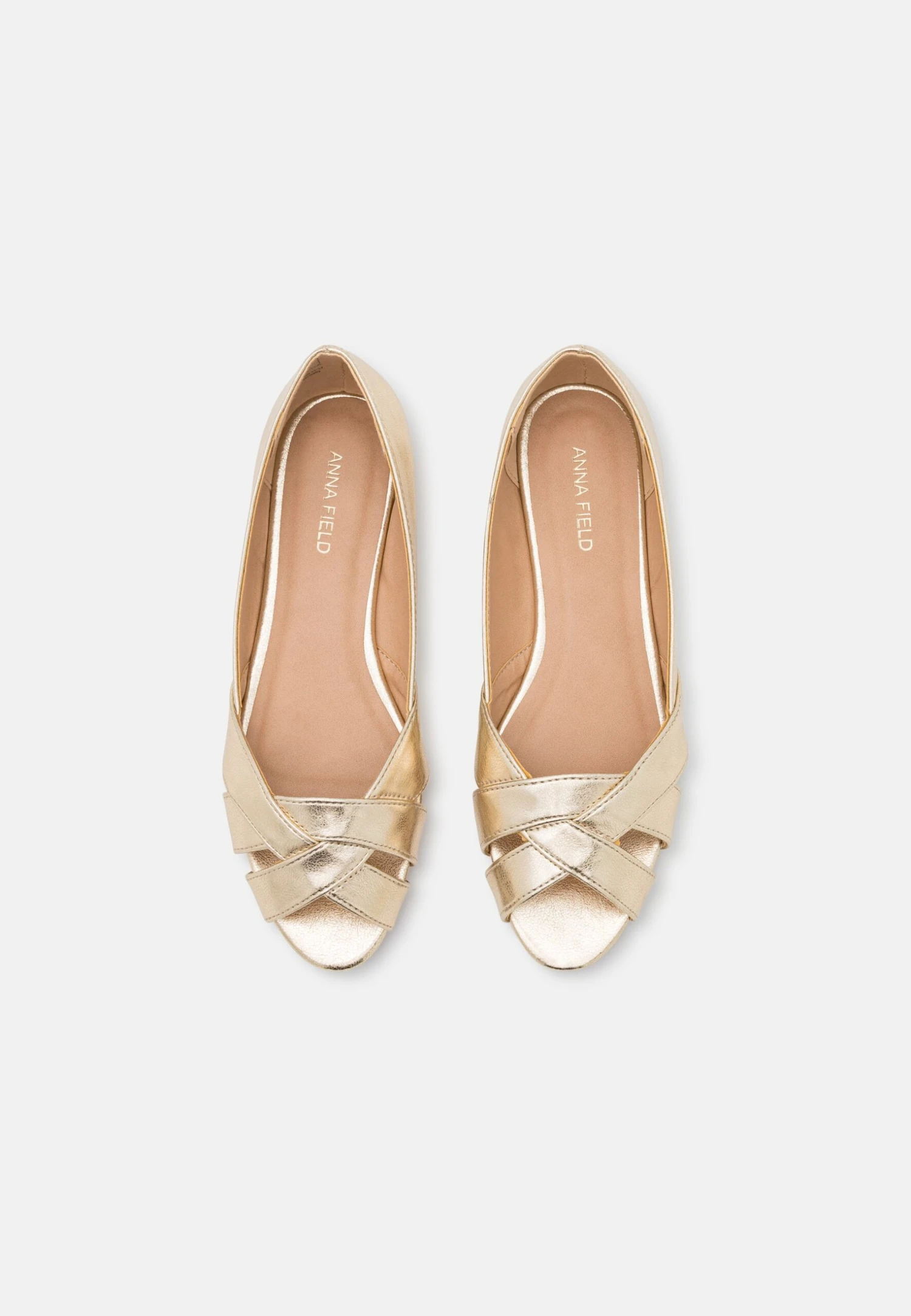 Anna Field Peeptoe Ballet Pumps - Gold 6 Anna Field Peeptoe Ballet Pumps - Gold - Image 6