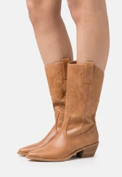 Anna Field Cowboy/Biker Boots - Cognac