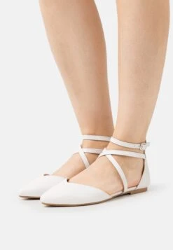 Anna Field Ankle Strap Ballet Pumps - White