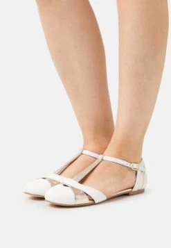 Anna Field Leather- Ankle Strap Ballet Pumps - White