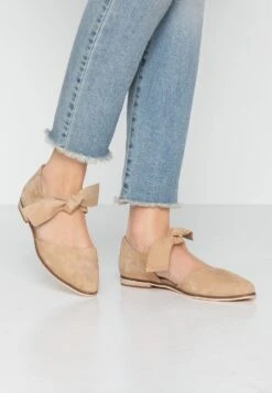 Anna Field Leather - Ankle Strap Ballet Pumps - Beige