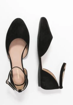 Leather - Ankle Strap Ballet Pumps - Black -Anna Field Shop df201ba5be9f4de2bfa4498ea8b85f63