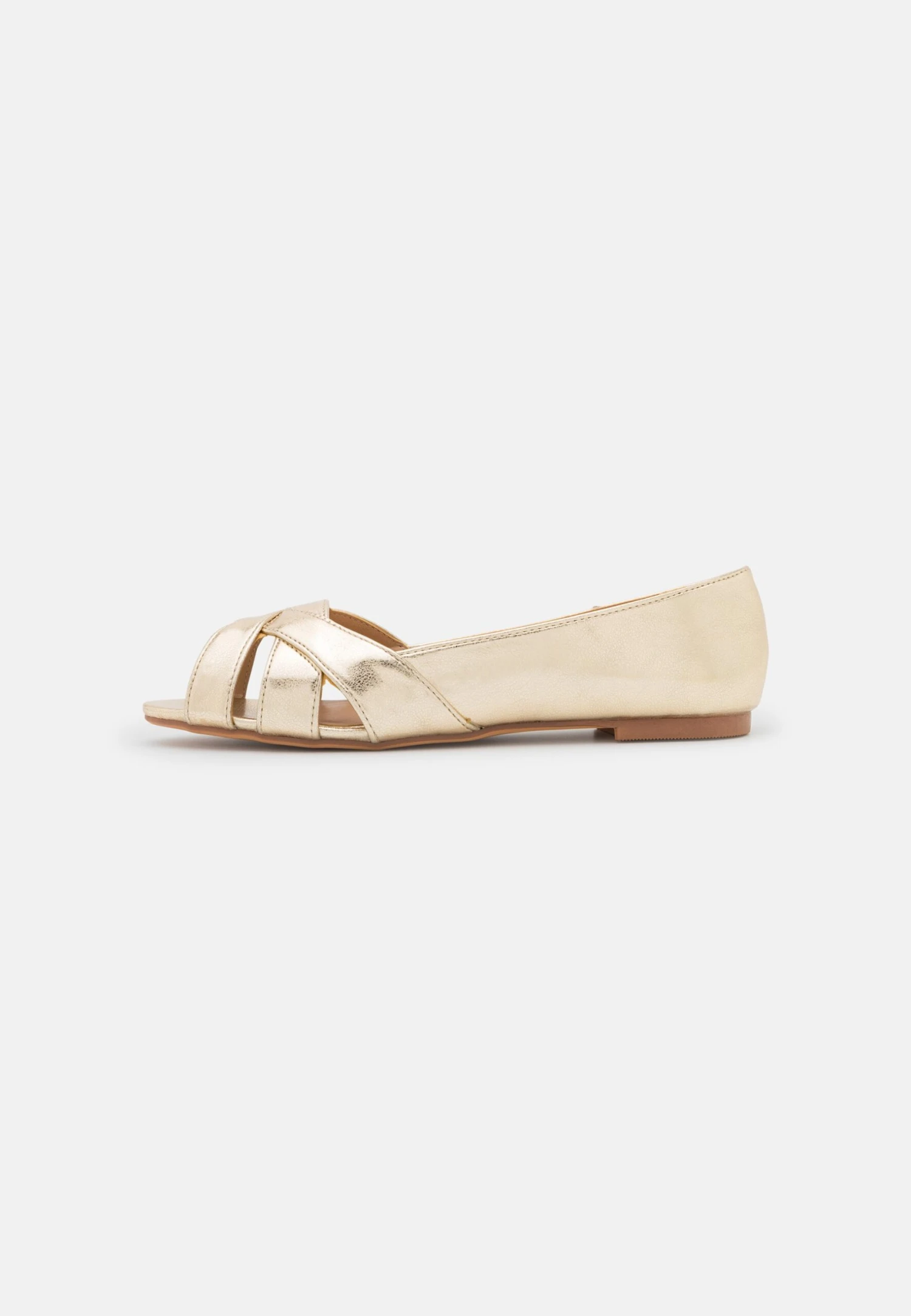 Anna Field Peeptoe Ballet Pumps - Gold 2 Anna Field Peeptoe Ballet Pumps - Gold - Image 2